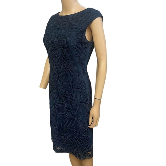 Sue Wong Embroidered Cocktail Dress Cap Sleeve Knee Length Formal - Picture 4 of 11
